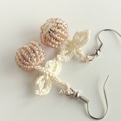 OYA crochet earrings [BERRY] Champagne White 第2張的照片