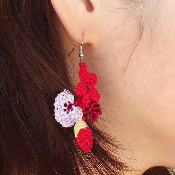 OYA crochet earrings [BIJOU] Scarlet 第3張的照片