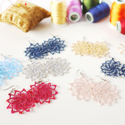 OYA Needlelace earrings [SPARKLE] Rose Pink 第3張的照片