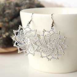 OYA Needlelace earrings [SPARKLE] Silver 第1張的照片