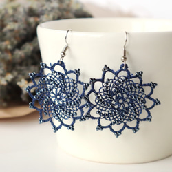 OYA Needlelace earrings [SPARKLE] Navy Blue 第1張的照片