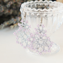 OYA Tatting lace earrings [SNOW] Lavender Gray 第1張的照片