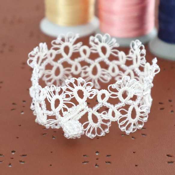 OYA Tatting lace Bracelet [LACE] Snow White 第2張的照片