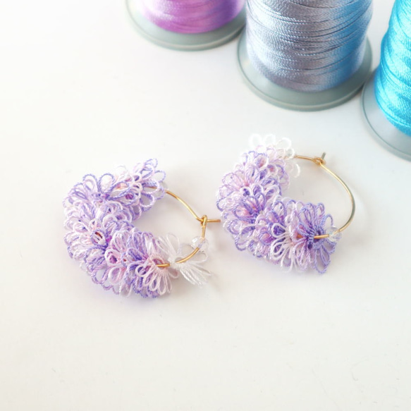 OYA Tatting lace earrings [MILEFEUILLE] Lavender 第1張的照片