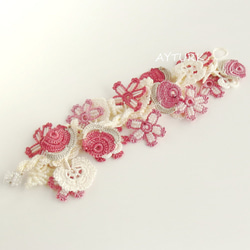 [定做]蕾絲和珠子手鍊“珠寶”白色和粉紅色 第4張的照片