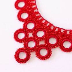 OYA crochet 47cm necklace [Bib Ring] Ruby Red 第3張的照片