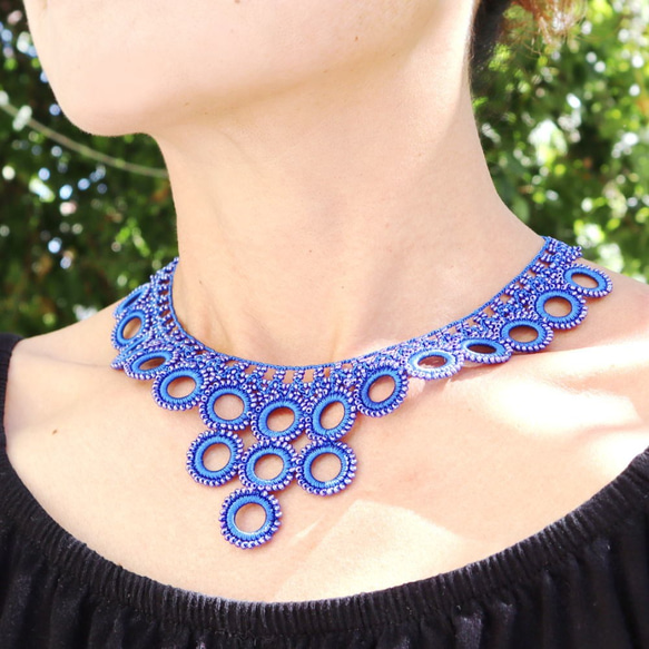 OYA crochet 47cm necklace [Bib Ring] Ruby Red 第6張的照片