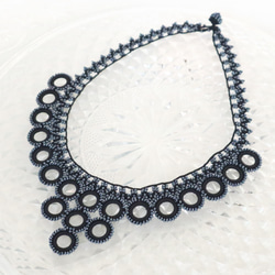 OYA crochet 47cm necklace [Bib Ring] Onyx Black 第2張的照片