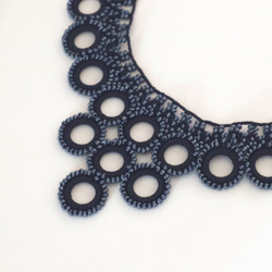OYA crochet 47cm necklace [Bib Ring] Onyx Black 第3張的照片