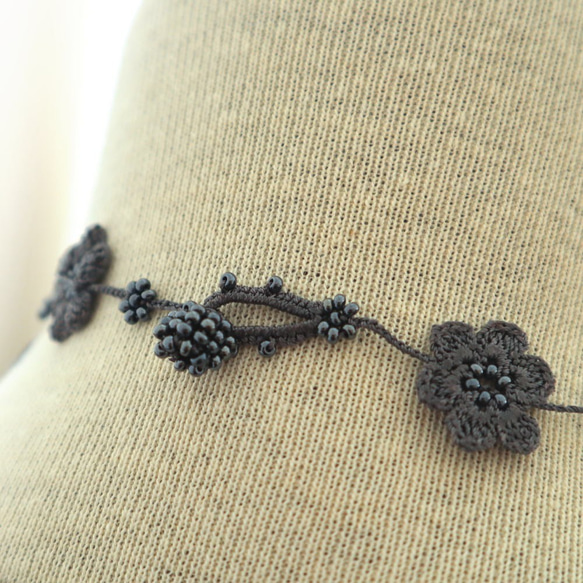 OYA crochet 90cm lariet [MARY] Charcoal Gray 第7張的照片