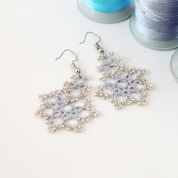 OYA Tatting lace earrings [SNOW] Silver 第2張的照片