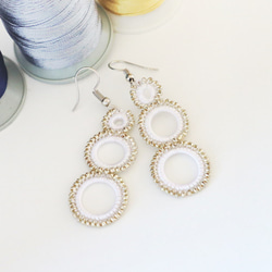 OYA crochet earrings [RING] White & Silver 第2張的照片