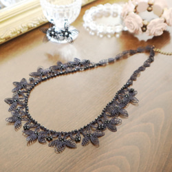 OYA Needlelace Necklace [STELLA] Black 第2張的照片