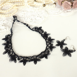 OYA Needlelace Necklace [STELLA] Black 第6張的照片
