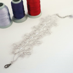 OYA Tatting lace bracelet [ROYAL] Pale Gray 第2張的照片