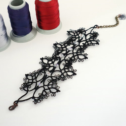 OYA Tatting lace bracelet [ROYAL] Black 第2張的照片
