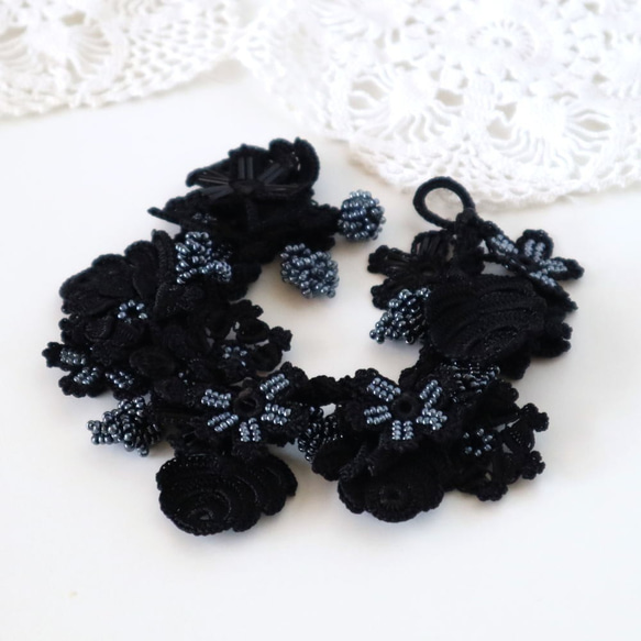 OYA crochet bracelet [BIJOU] Black 第1張的照片