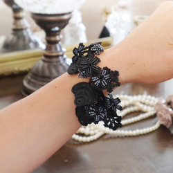 OYA crochet bracelet [BIJOU] Black 第2張的照片