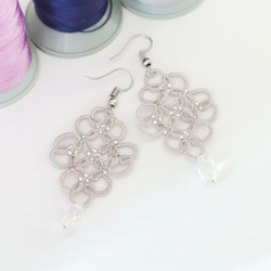 OYA tatting lace earrings [ARABESQUE] Pale Gray 第2張的照片