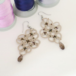 OYA tatting lace earrings [ARABESQUE] Sand Beige 第2張的照片