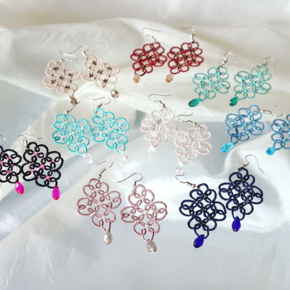 OYA tatting lace earrings [ARABESQUE] Sand Beige 第3張的照片