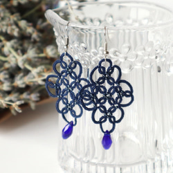 OYA tatting lace earrings [ARABESQUE] Indigo 第1張的照片