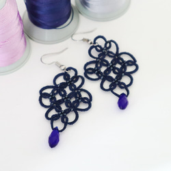 OYA tatting lace earrings [ARABESQUE] Indigo 第2張的照片