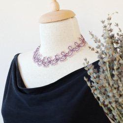 OYA Tatting lace 40cm necklace [GRACE] Romantic Mauve 第2張的照片