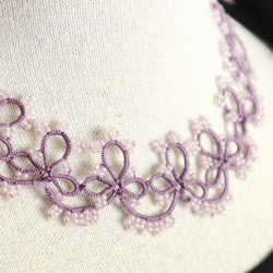OYA Tatting lace 40cm necklace [GRACE] Romantic Mauve 第3張的照片