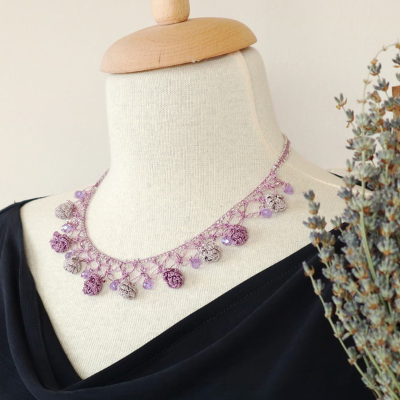 OYA crochet 45cm Necklace [ROSE Crystal] Misty Mauve 第1張的照片