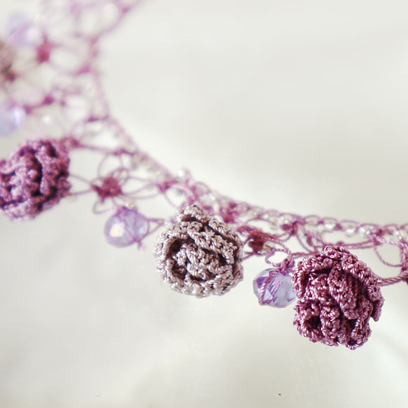 OYA crochet 45cm Necklace [ROSE Crystal] Misty Mauve 第3張的照片