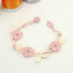 OYA crochet Bracelet [MARY] Baby Pink 第2張的照片