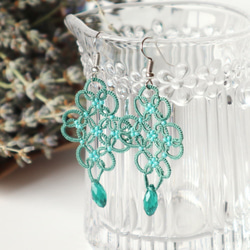 OYA tatting lace earrings [ARABESQUE] Silver Farn 第1張的照片