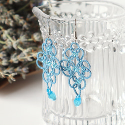 OYA tatting lace earrings [ARABESQUE] Winter sky 第1張的照片