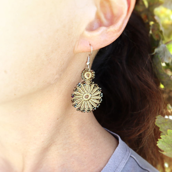 OYA crochet earrings [TAROT] Mustard Yellow 第4張的照片