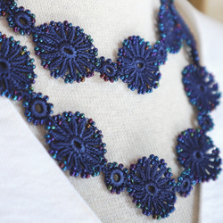 OYA crochet 90cm lariet [TAROT] Navy Blue 第5張的照片