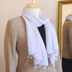 [Made to order] OYA Needlelace chiffon shawl [LEAF] Iris 第7張的照片
