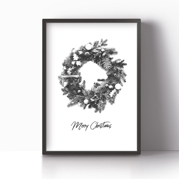 アートポスター/ Christmas wreath　おしゃれインテリア・北欧、モノトーン好きの方に☆ 5枚目の画像