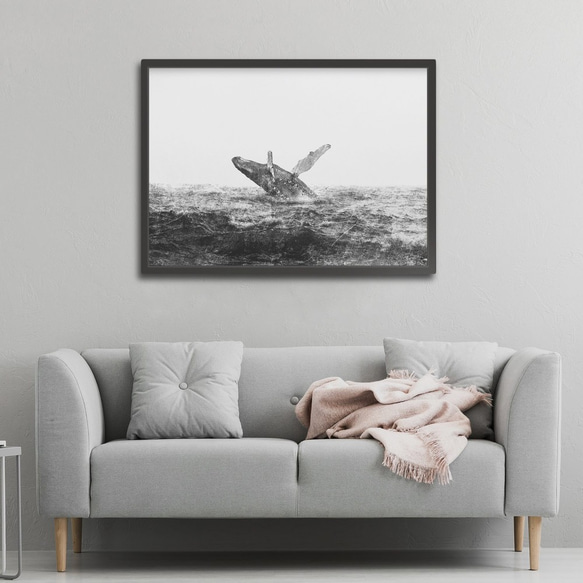 アートポスター/ Whale No.1　おしゃれインテリア・北欧、モノトーン好きの方に☆ 2枚目の画像