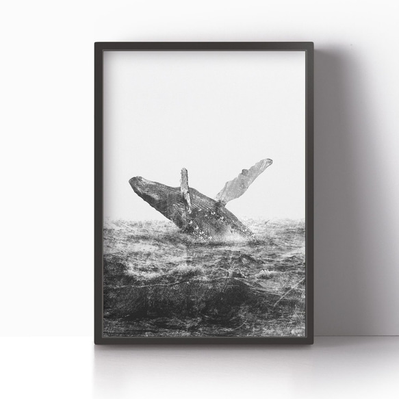 アートポスター/ Whale No.2　おしゃれインテリア・北欧、モノトーン好きの方に☆ 5枚目の画像