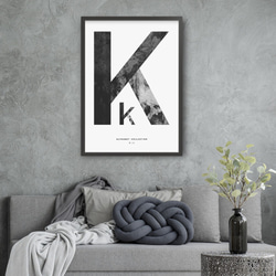 アートポスター/ALPHABET COLLECTION:K おしゃれインテリア・北欧、モノトーン好きの方に☆ 2枚目の画像