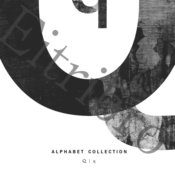 アートポスター/ALPHABET COLLECTION:Q おしゃれインテリア・北欧、モノトーン好きの方に☆ 4枚目の画像