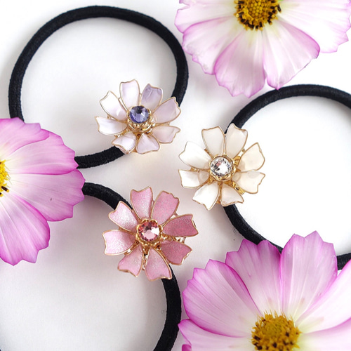 新作☆レジンヘアゴム　コスモスの頃 新作☆レジンヘアゴム コスモスの頃 コスモスのヘアゴム 秋 10月 誕生日花