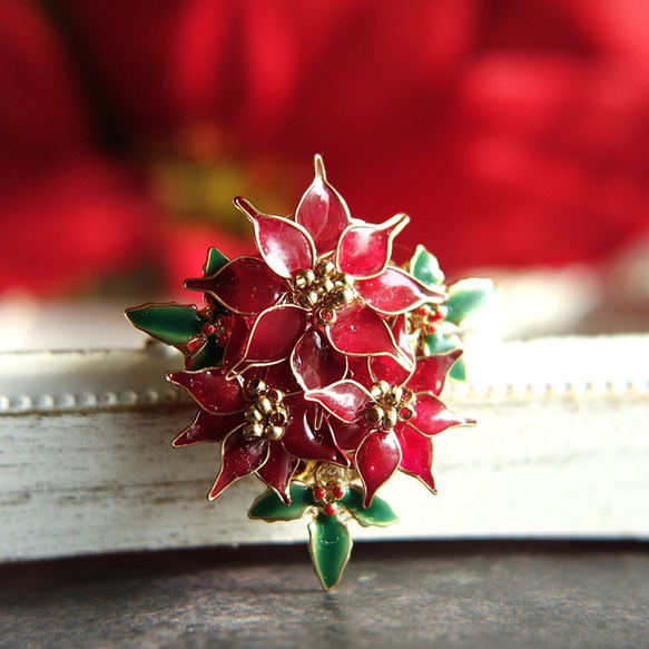 【十二月生日花】一品紅胸針聖誕 第1張的照片