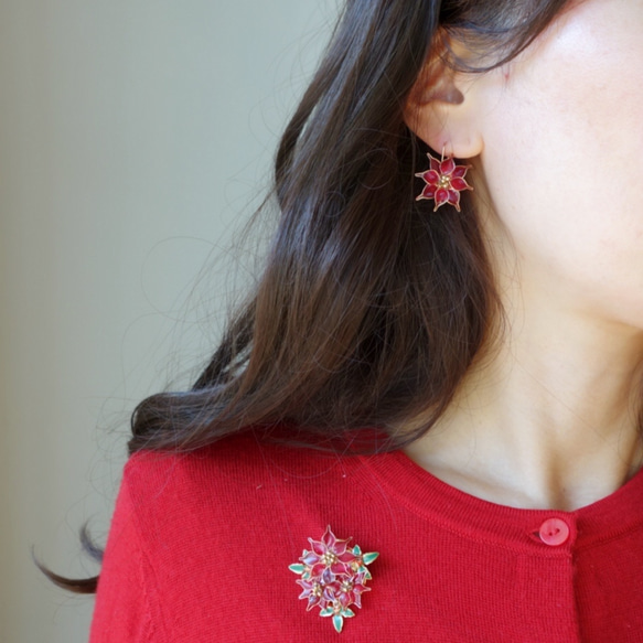 【十二月生日花】一品紅胸針聖誕 第6張的照片