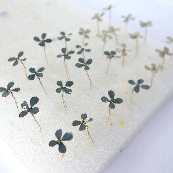 塵土色耳夾耳環 藍灰色 第11張的照片