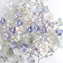 可調長度⁂ 優雅的繡球花和棉珍珠項鍊 第16張的照片