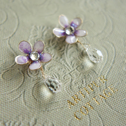 水晶和小紫羅蘭耳環/耳環/樹脂無穿孔樹脂耳環: Violet violet flower 第11張的照片