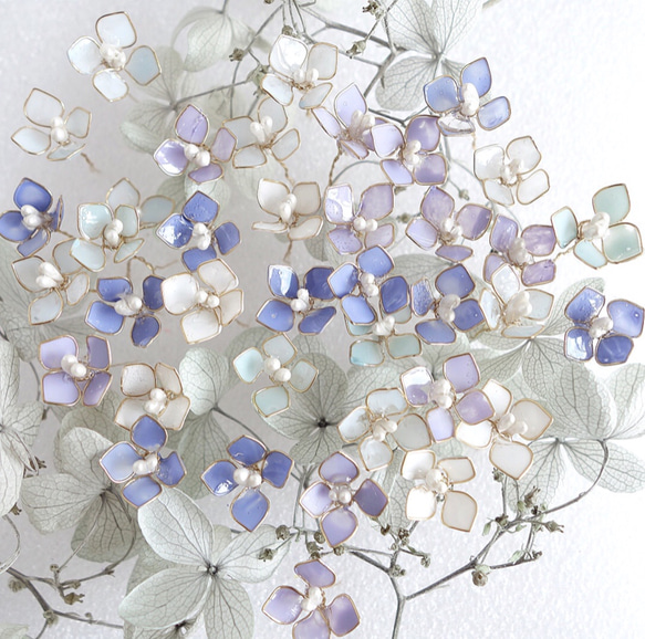 繡球花和棉珍珠兩用胸針和項鍊 第16張的照片