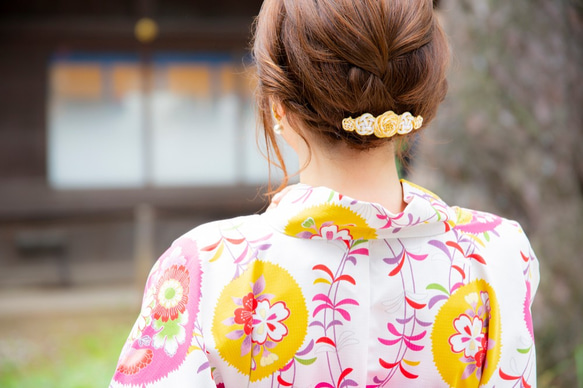 ヘアアクセ人気No.1★水引お花畑のバレッタ 8cm 3枚目の画像